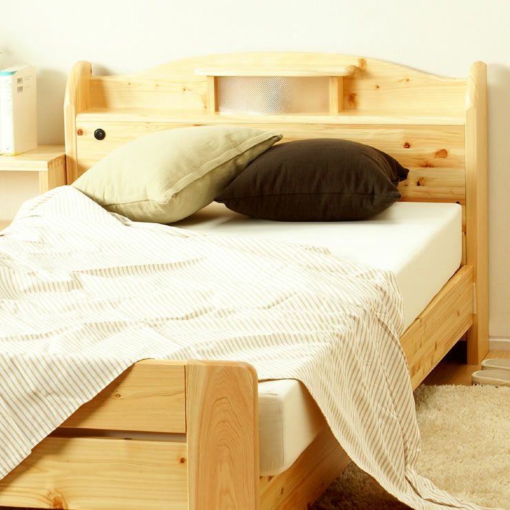 100％ひのき材の照明付き木製すのこベッドシングルサイズ 心地良い硬さのZTマット付_詳細15