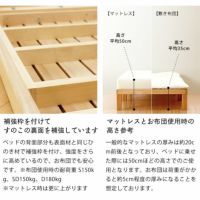国産ひのき材使用、組み立て簡単シンプルなすのこベッドセミダブルサイズ 心地良い硬さのZTマット付_詳細11