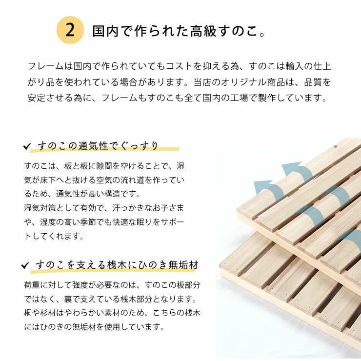 国内で作られた高級すのこの親子ベッド