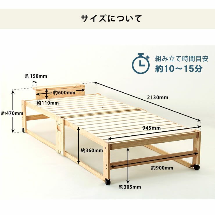 折りたたみベッドのサイズついて