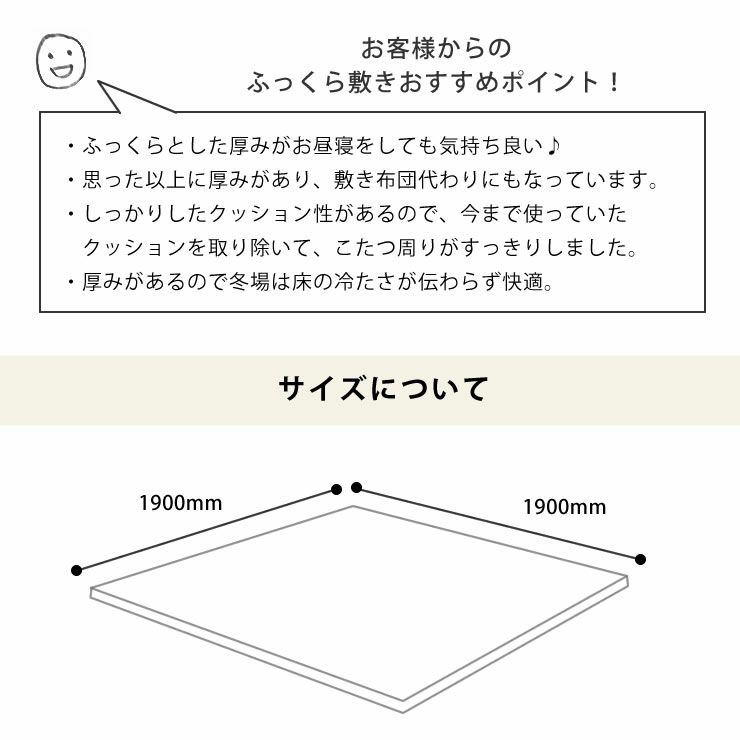 ふっくら心地良く暖かい敷き布団 190cm×190cm「正方形75～90cm」用_詳細11