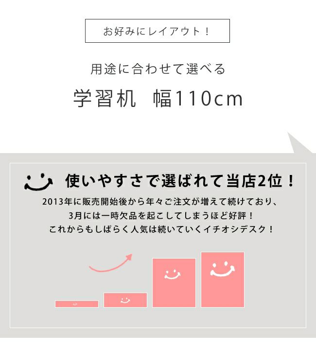 用途に合わせてレイアウトが選べる学習机