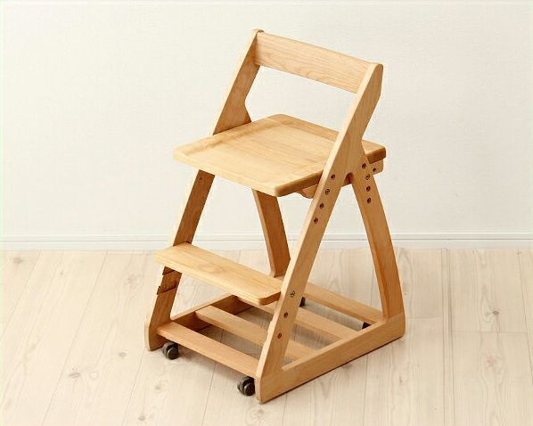 学習椅子・学習チェア木製上下可動椅子（板座