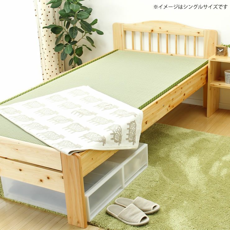 ひのき材の木製畳ベッドダブルサイズたたみ付_詳細18