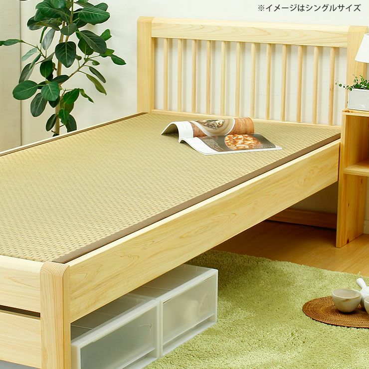 ひのき無垢材を贅沢に使用した木製畳ベッドセミダブルサイズ_詳細02
