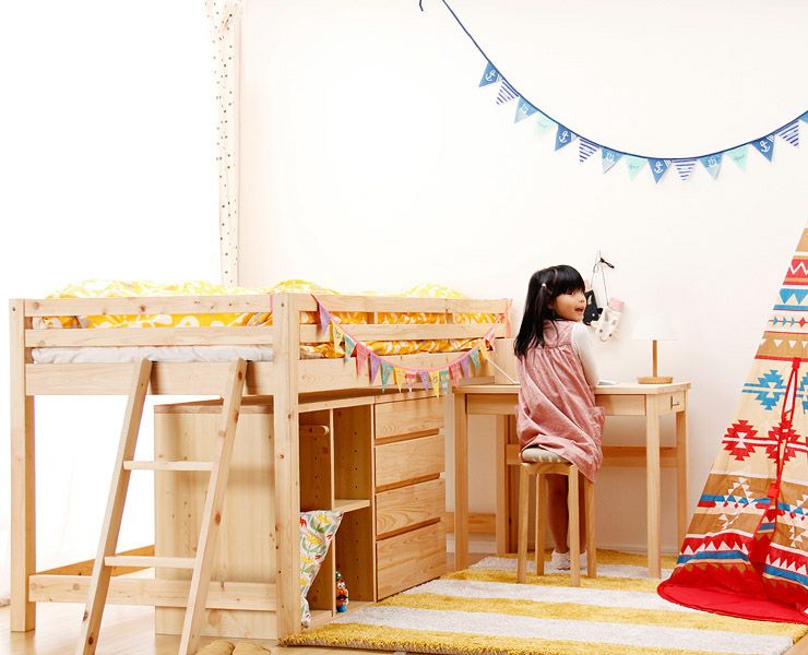 子供部屋にぴったり！お部屋を有効活用出来る万能システム・ロフトベッド4点セット_詳細03