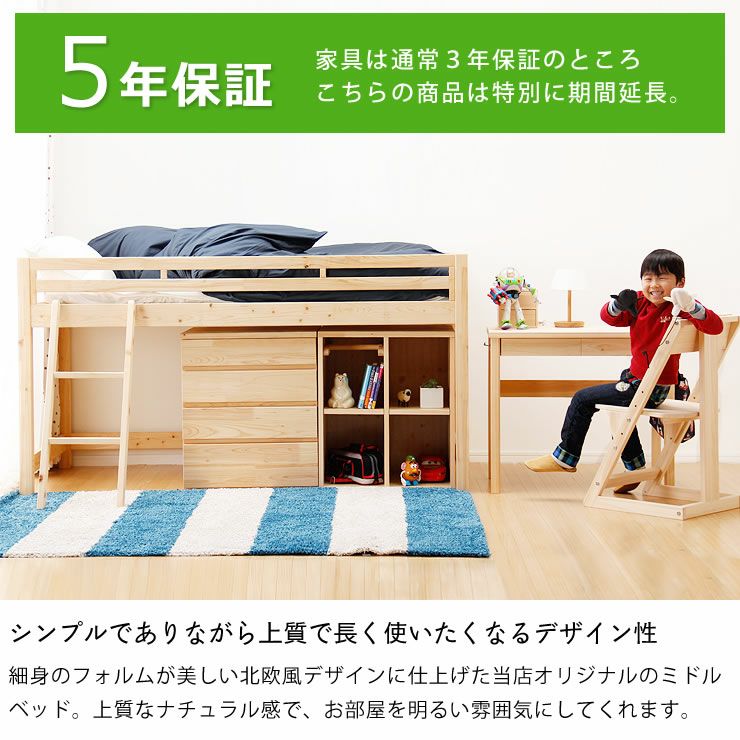 子供部屋にぴったり！お部屋を有効活用出来る万能システム・ロフトベッド4点セット_詳細04