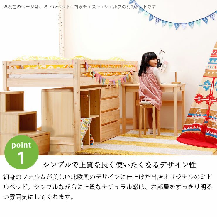 子供部屋にぴったり！お部屋を有効活用出来る万能システム・ロフトベッド（階段タイプ）4点セット_詳細06