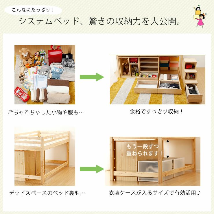 子供部屋にぴったり！お部屋を有効活用出来る万能システム・ロフトベッド（階段タイプ）4点セット_詳細09