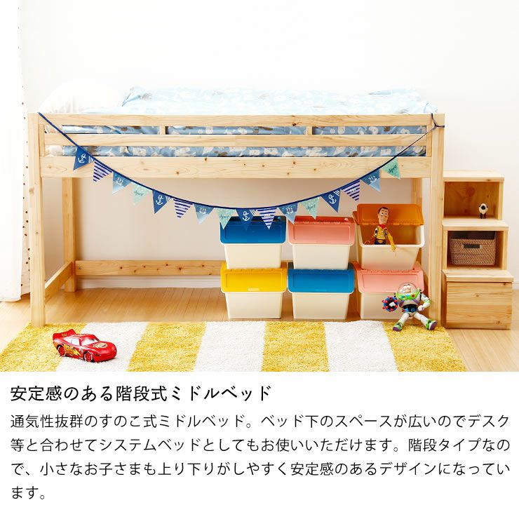 子供部屋にぴったり！お部屋を有効活用出来る万能システム・ロフトベッド（階段タイプ）4点セット_詳細10