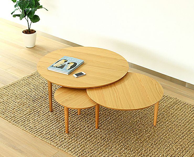 色々な表情を演出できる木製3枚テーブル 90cm幅_詳細02