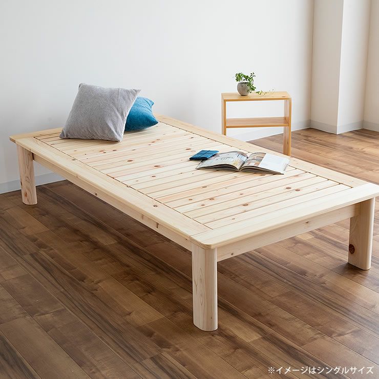 ひのき100％でがっしりした木製すのこベッドセミダブルサイズ心地良い硬さのZTマット付_詳細19