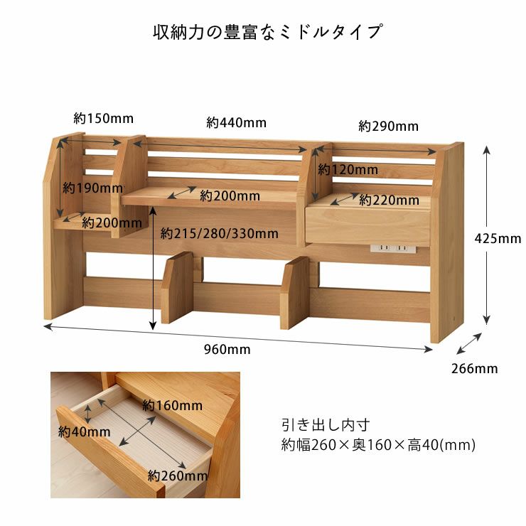 収納力の豊富なミドルタイプ上棚