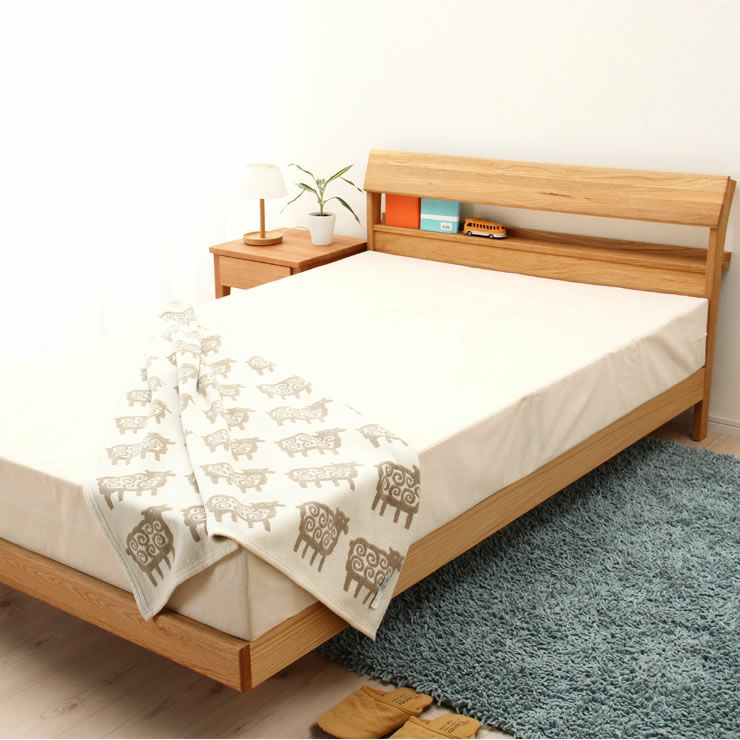 小物が置ける便利な宮付きオーク材の木製すのこベッド セミダブルサイズ心地良い硬さのZTマット付_詳細16
