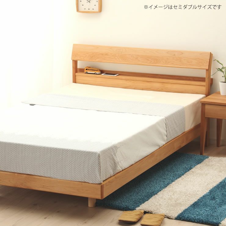 小物が置ける便利な宮付きアルダー材の木製すのこベッド シングルサイズ心地良い硬さのZTマット付_詳細15