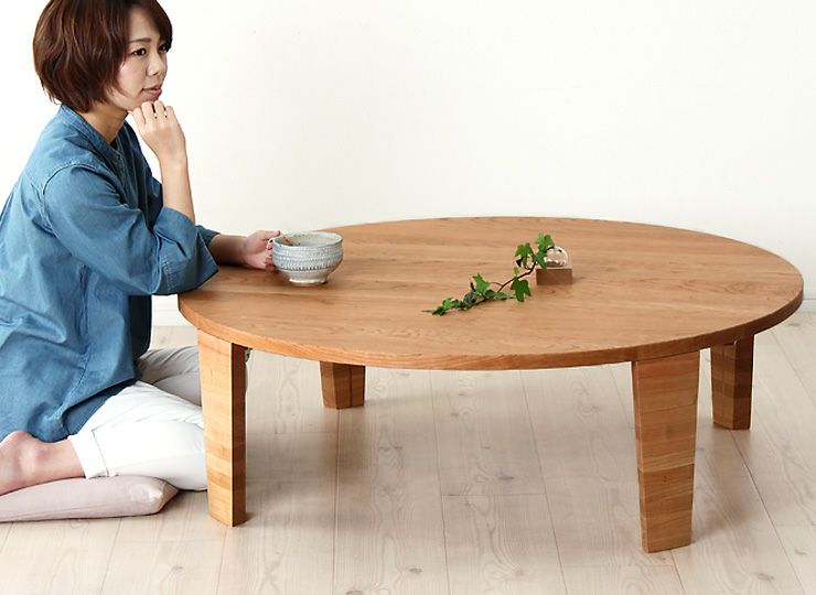 ブラックチェリー無垢材の木製ちゃぶ台 120cm丸（ち ちゃぶ台 
