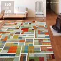 アートのような明るい幾何学模様のウィルトン織カーペ ラグ