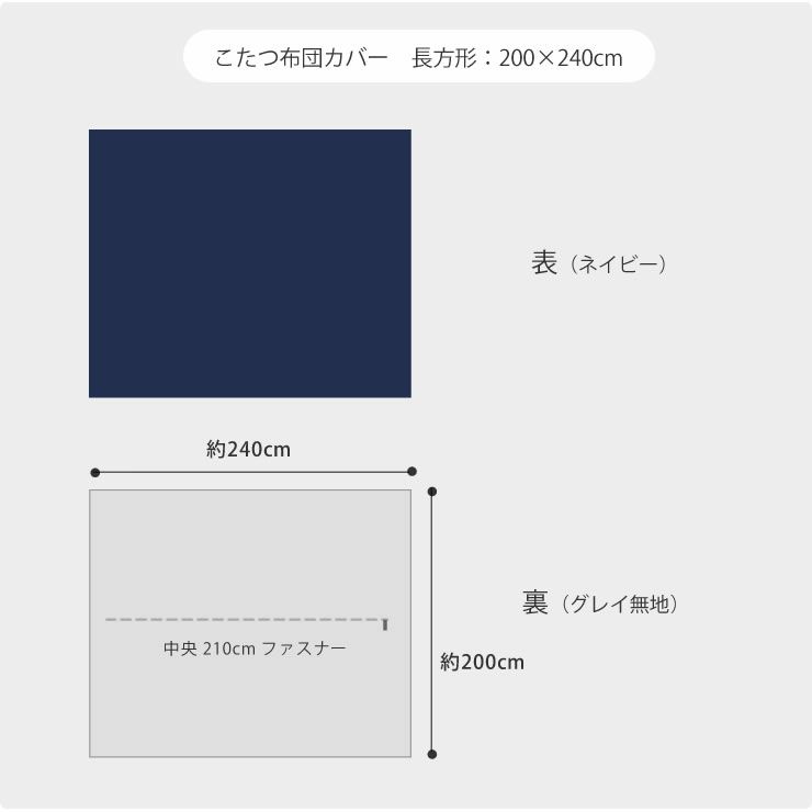 デニムこたつ布団カバー（長方形）のサイズ