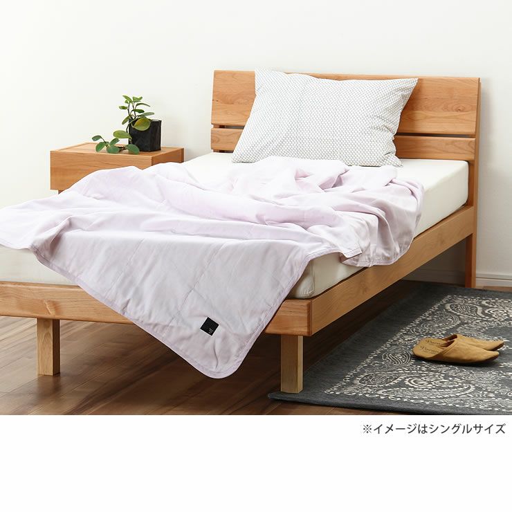 シンプルなデザインのアルダー材の木製すのこベッド ダブルサイズポケットコイルマット付_詳細17