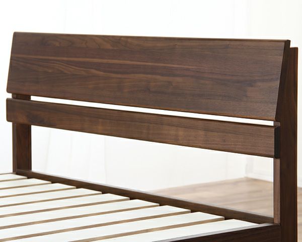 シンプルなデザインのウォールナット材の木製すのこベッド シングルサイズポケットコイルマット付_詳細02