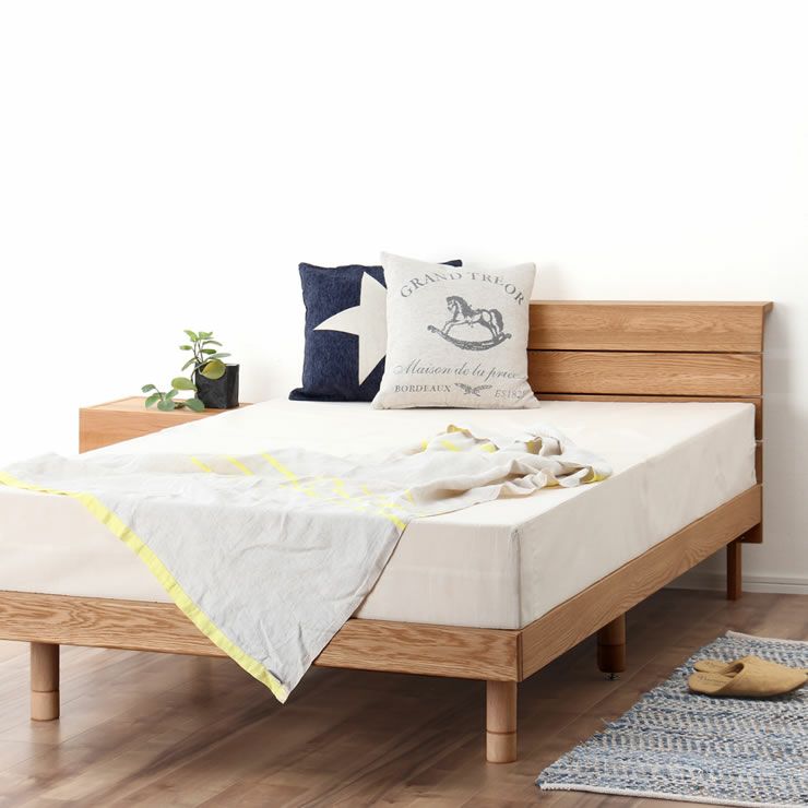 高さを変えられる宮付きオーク材の木製すのこベッド セミダブルサイズフレームのみ_詳細16