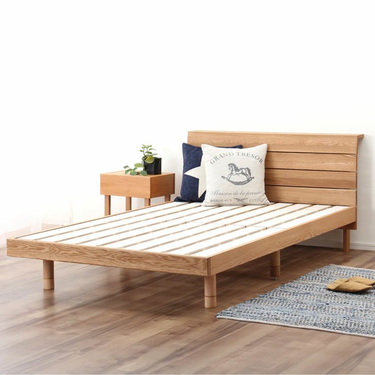 高さを変えられる宮付きオーク材の木製すのこベッド セミダブルサイズ心地良い硬さのZTマット付_詳細16