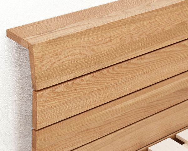 高さを変えられる宮付きオーク材の木製すのこベッド ダブルサイズフレームのみ_詳細02