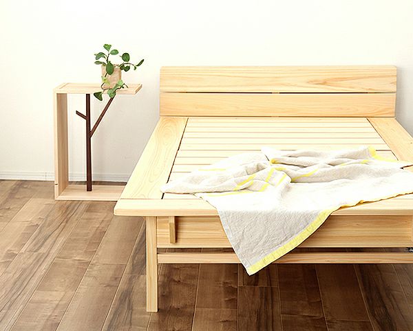 木目の美しい宮付きひのき材の木製すのこベッド シングルサイズフレームのみ_詳細03