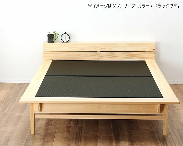 木目の美しい宮付きひのき材の木製畳ベッド シングルサイズ_詳細03