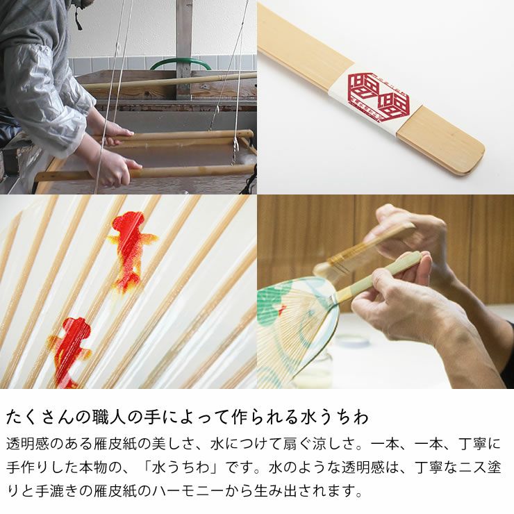 たくさんの職人の手によって作られる水うちわ
