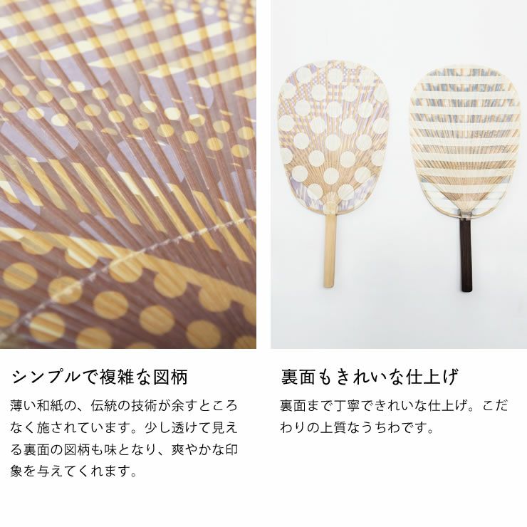 水うちわのシンプルで複雑な図柄・きれいな仕上げの裏面