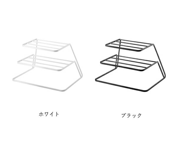 白と黒を基調としたカラーと、スチール製のシンプルで使い勝手の良いスタイリッシュなデザインの山崎実業ディッシュストレージ 3段tower(タワー) B