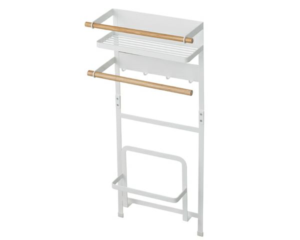 シンプルでスタイリッシュなデザインの山崎実業洗濯機横マグネット収納ラック tosca（トスカ）ホワイト