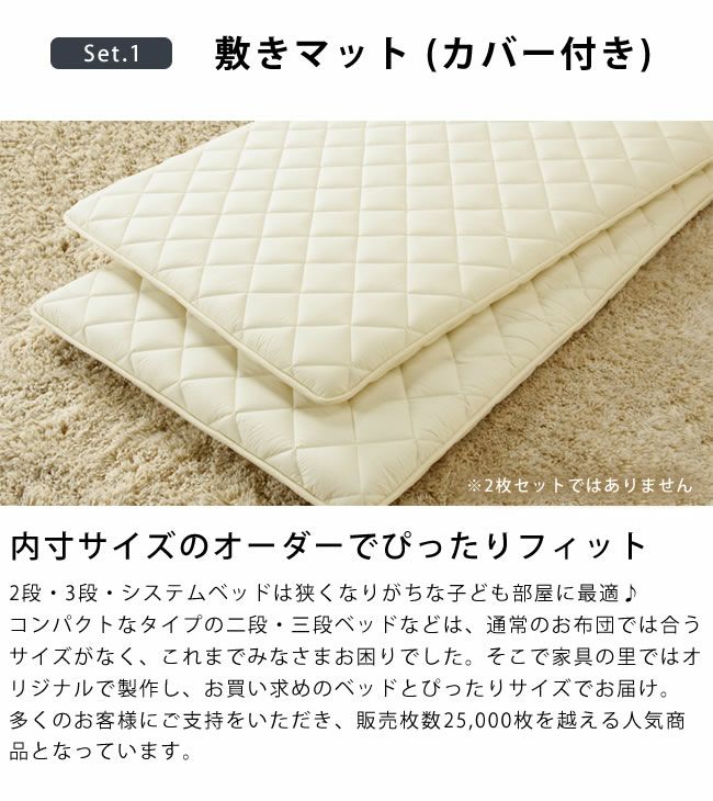 二段ベッド専用ぴったりサイズの敷きマット