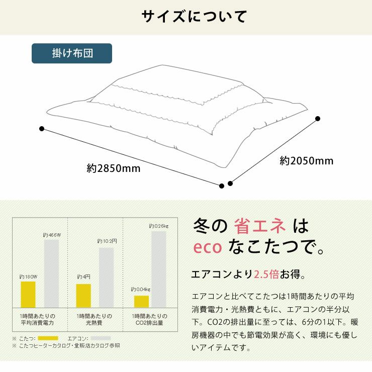 こたつ布団　厚掛け単品 205cm×285cm 「長方形135～150cm」用_詳細12