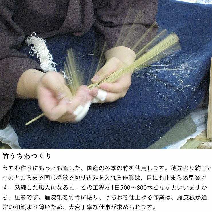 国産の冬季の竹を使用した水うちわ