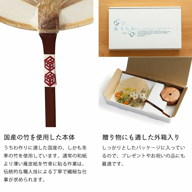 贈り物にも最適な水うちわ小丸