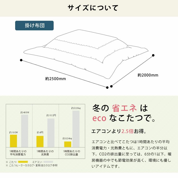 こたつ布団　上掛けカバー単品 200cm×250cm 「長方形105～120cm」用_詳細15