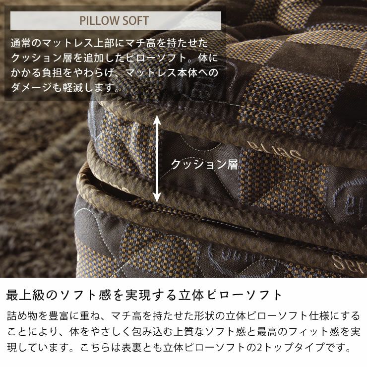 サータ（Serta）iSeries（アイシリーズ） スイートピローソフトポケットコイルマットレス（立体ピローソフト・2トップタイプ）SK セミキングサイズ（3ゾーン：並行配列）_詳細09
