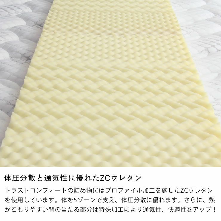 サータ（Serta）トラストコンフォート 7.7F1Pポケットコイルマットレス（ノーマルタイプ）SD セミダブルサイズ（5ゾーン：並行配列）_詳細06