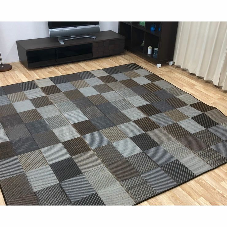 格子柄のい草ラグ 140×200cm 「DXカラフルブロック 」 裏貼り加工_詳細18