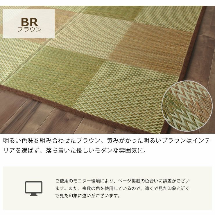明るい色味を組み合わせたブラウンのい草ラグ