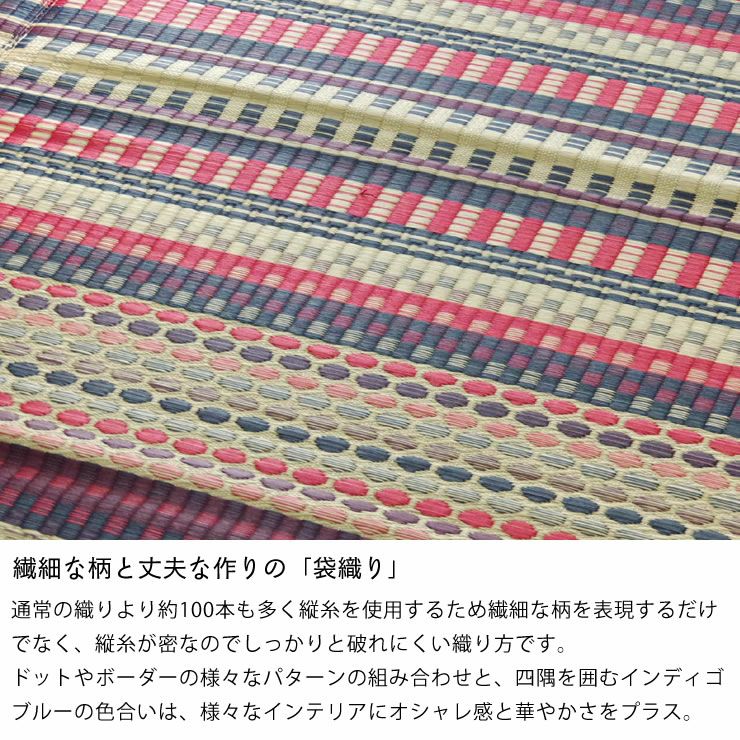 九州産い草と国産デニム生地の純国産い草ラグ140×200cm（裏貼り加工） 「DXデニムラルフ」_詳細10