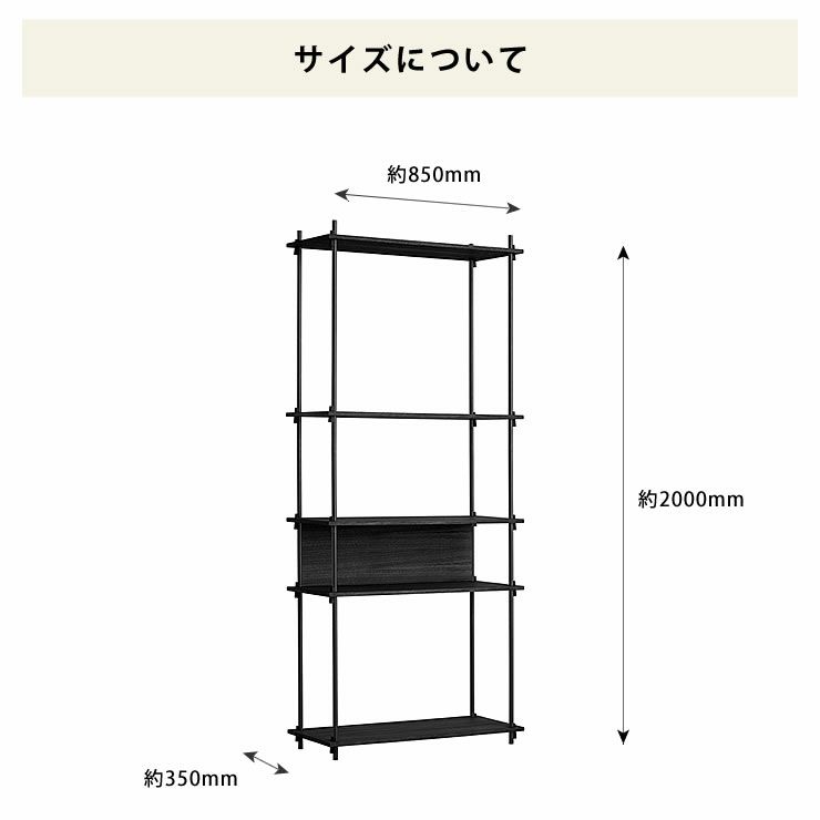 MOEBE（ムーベ）シェルビングシステムシングル 高さ200cm（ブラック）_詳細08