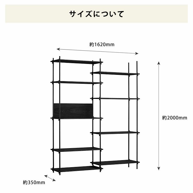 MOEBE（ムーベ）シェルビングシステムダブル 高さ200cm（ブラック）_詳細08