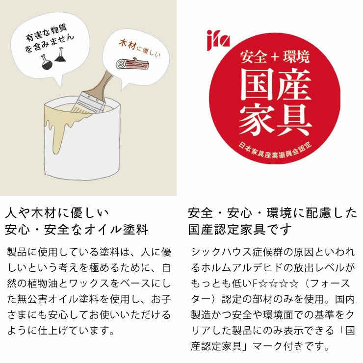 人や木材に優しい安心・安全なオイル塗料の学習机セット