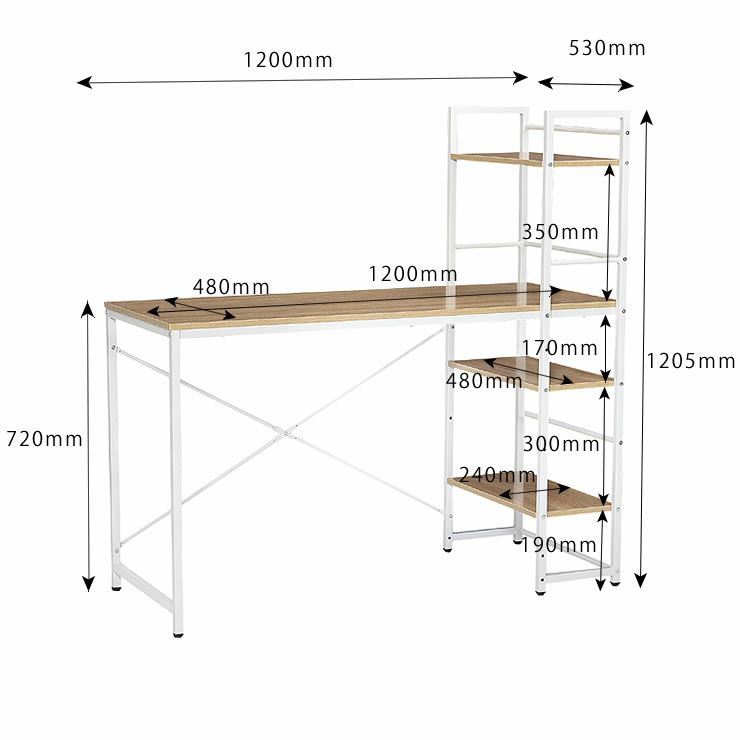 収納棚一体型の便利なデスク120cm幅_詳細10