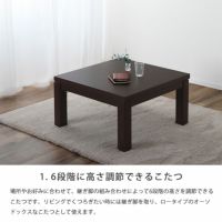 6段階に高さ調節できるパーソナルこたつテーブル2点セット