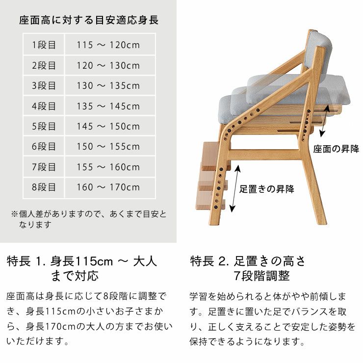 大人まで対応できるチェア