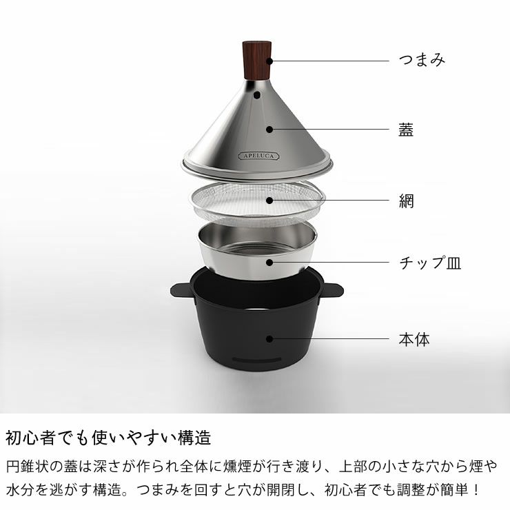 APELUCA（アペルカ）テーブルトップスモーカー燻製器 燻製機 卓上 自家製 _詳細07